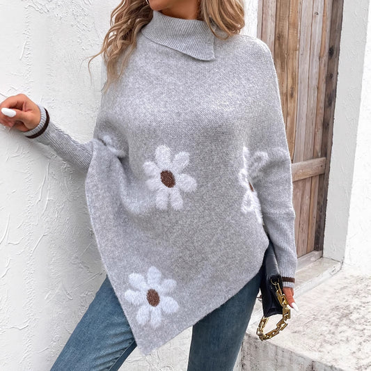 Pullover Flower Jacquard Women's Sweater Cloak