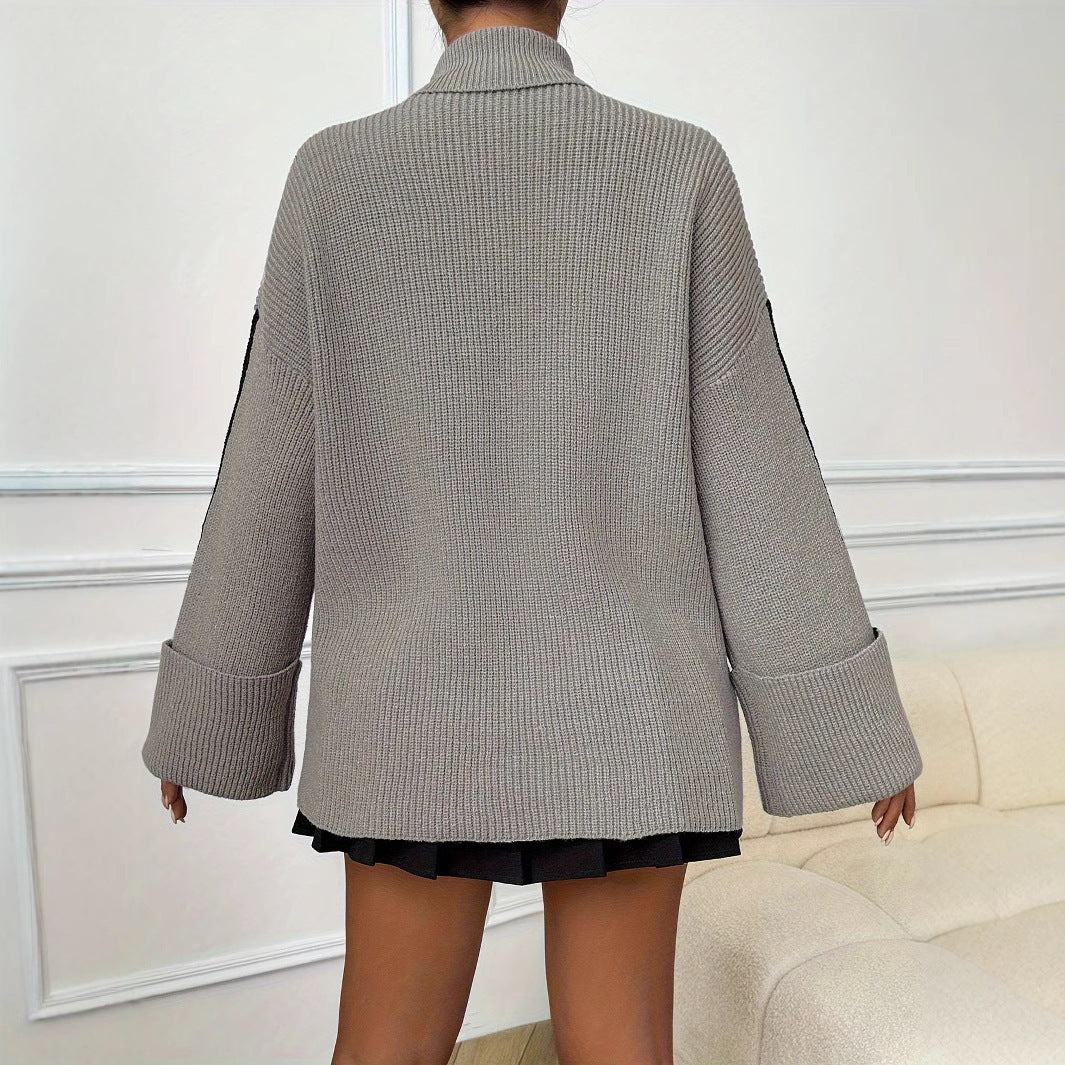 Women's Fashion High Collar Knitted Sweater