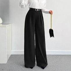 Women's Loose-fit, Figure-flattering Solid-color High-waist Wide-leg Pants