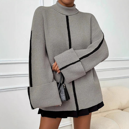 Women's Fashion High Collar Knitted Sweater