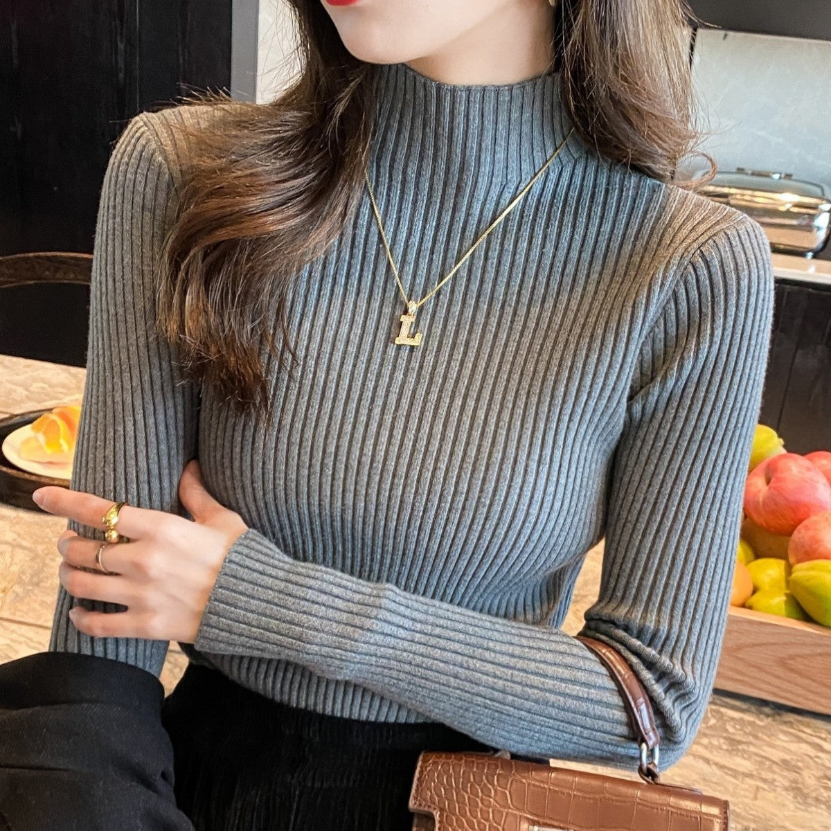 Half Turtleneck Knitted Sweater Women's Bottoming Shirt Women's Autumn And Winter