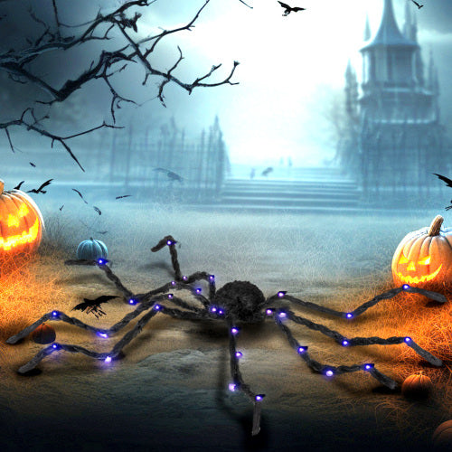 HOMCOM 3.25 Outdoor Halloween Decoration, Light-up Oversized Spider Halloween Prop With Light Up Bendable Legs