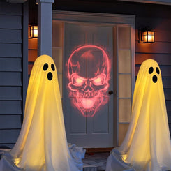 Front Porch Ghost Halloween Decoration Standing With Lighting Chain Battery Powered