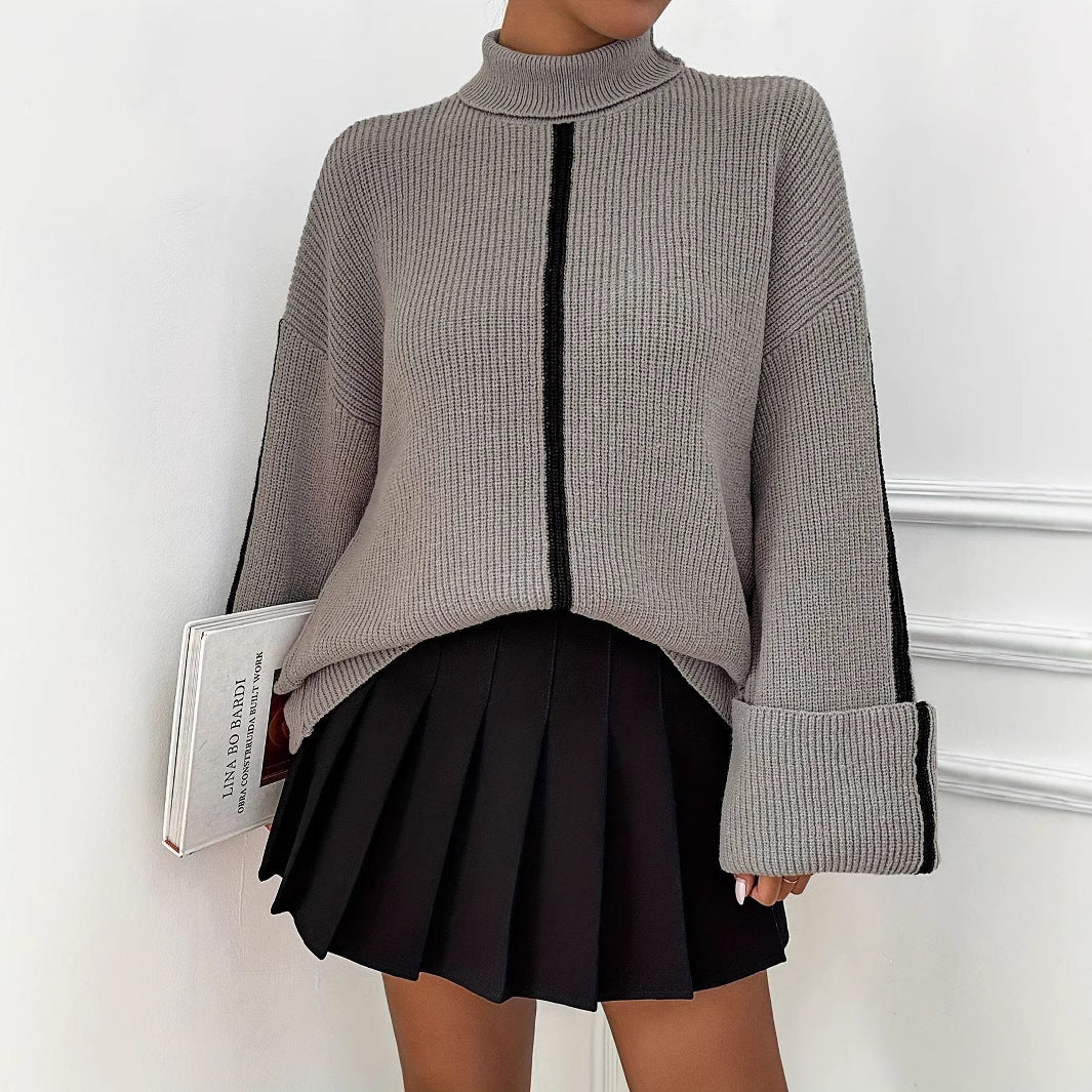Women's Fashion High Collar Knitted Sweater